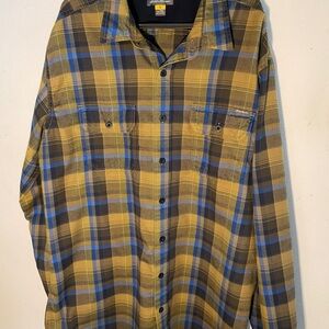 Eddie Bauer Men's Yellow and Blue Checkered Shirt